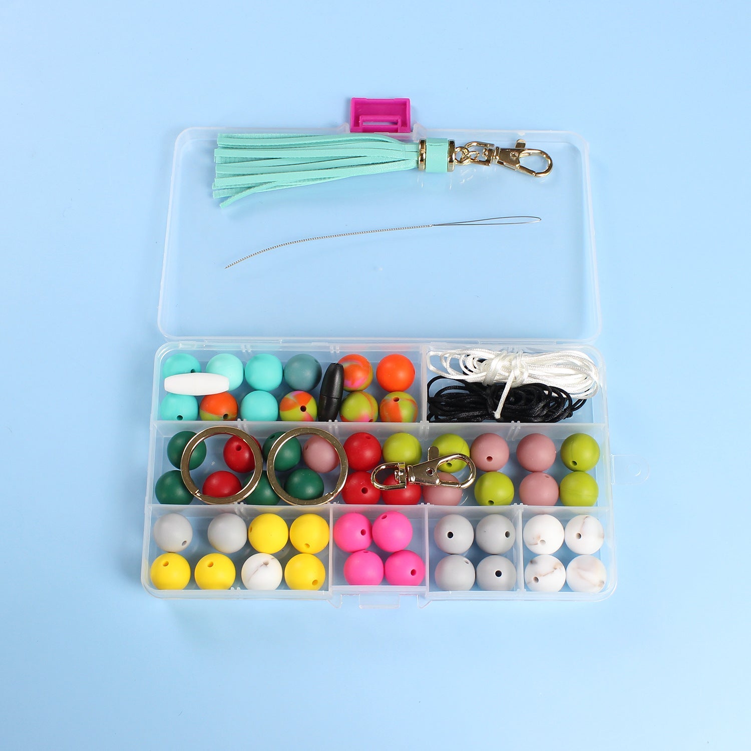 Kit de material de llavero de muñeca de cuentas de silicona DIY al por mayor