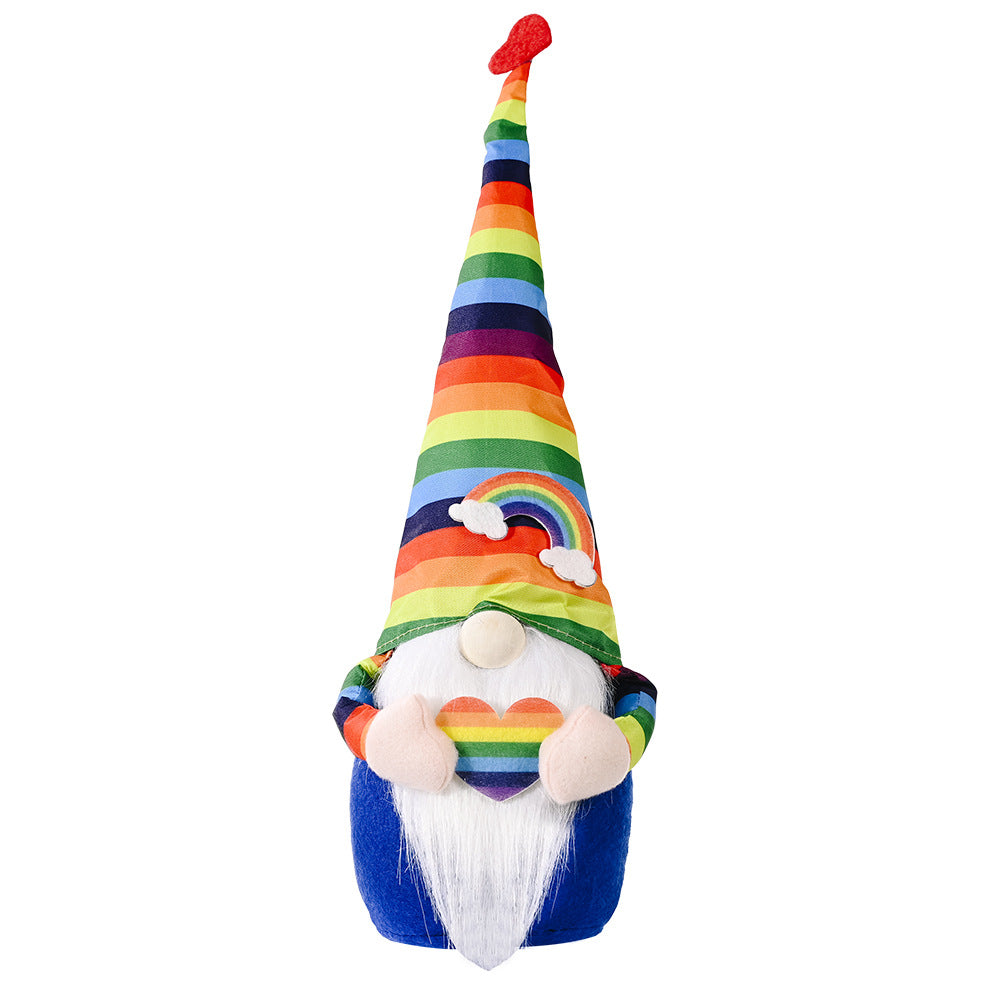 Wholesale Polyester Knitting Rainbow Elf Rudolph Faceless Doll Colorful Ornament