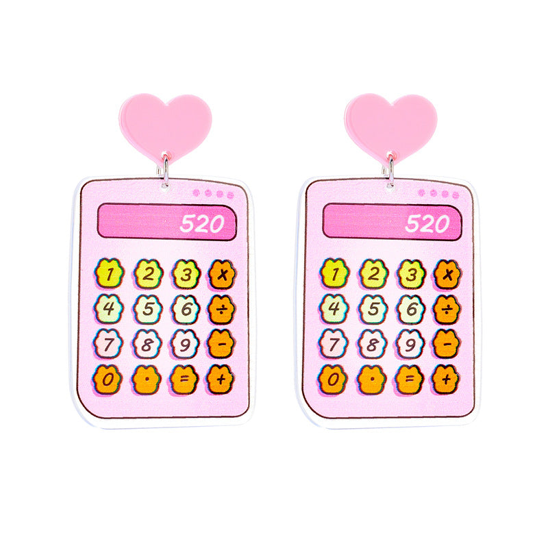 Wholesale Analog Calculator Acrylic Earrings