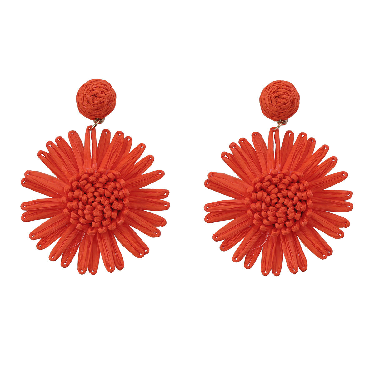 Pendientes de rafia de flores tejidas al por mayor