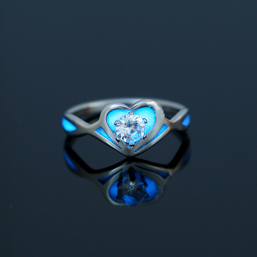 Venta al por mayor Anillos luminosos de mariposa de corazón de acero inoxidable