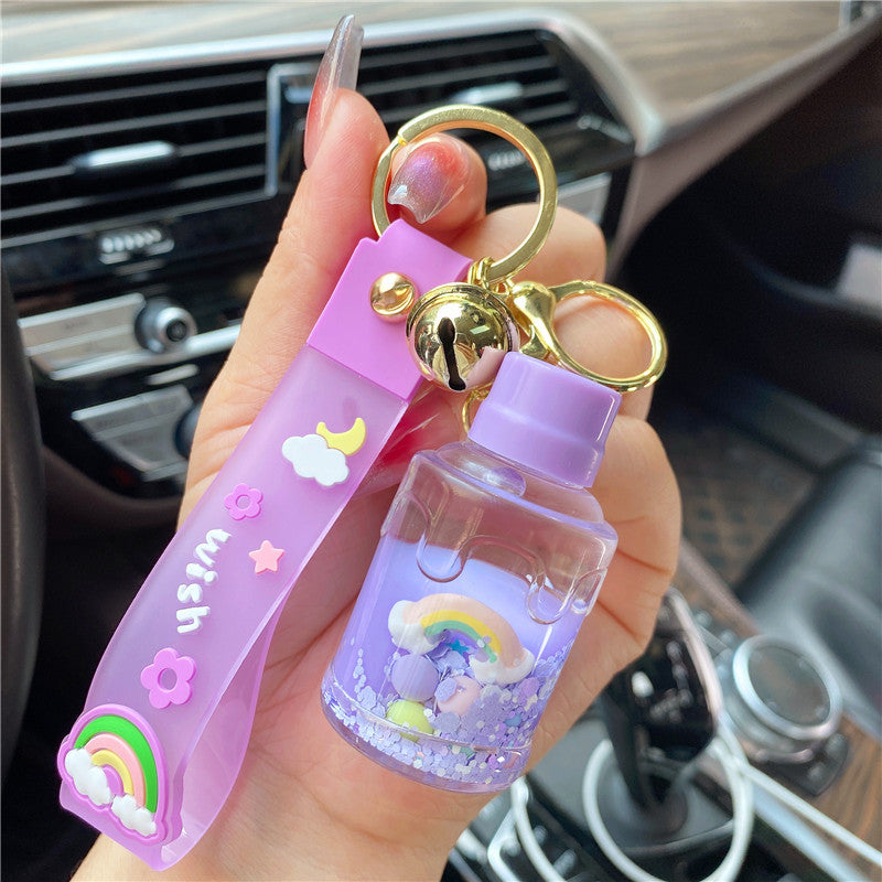 Llavero y llavero de botella de arco iris y botella de arco iris acrílico al por mayor