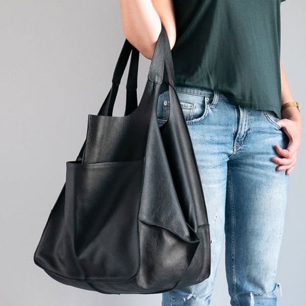 Wholesale Soft Leather Large Capacity Shoulder Hand Tote Bag