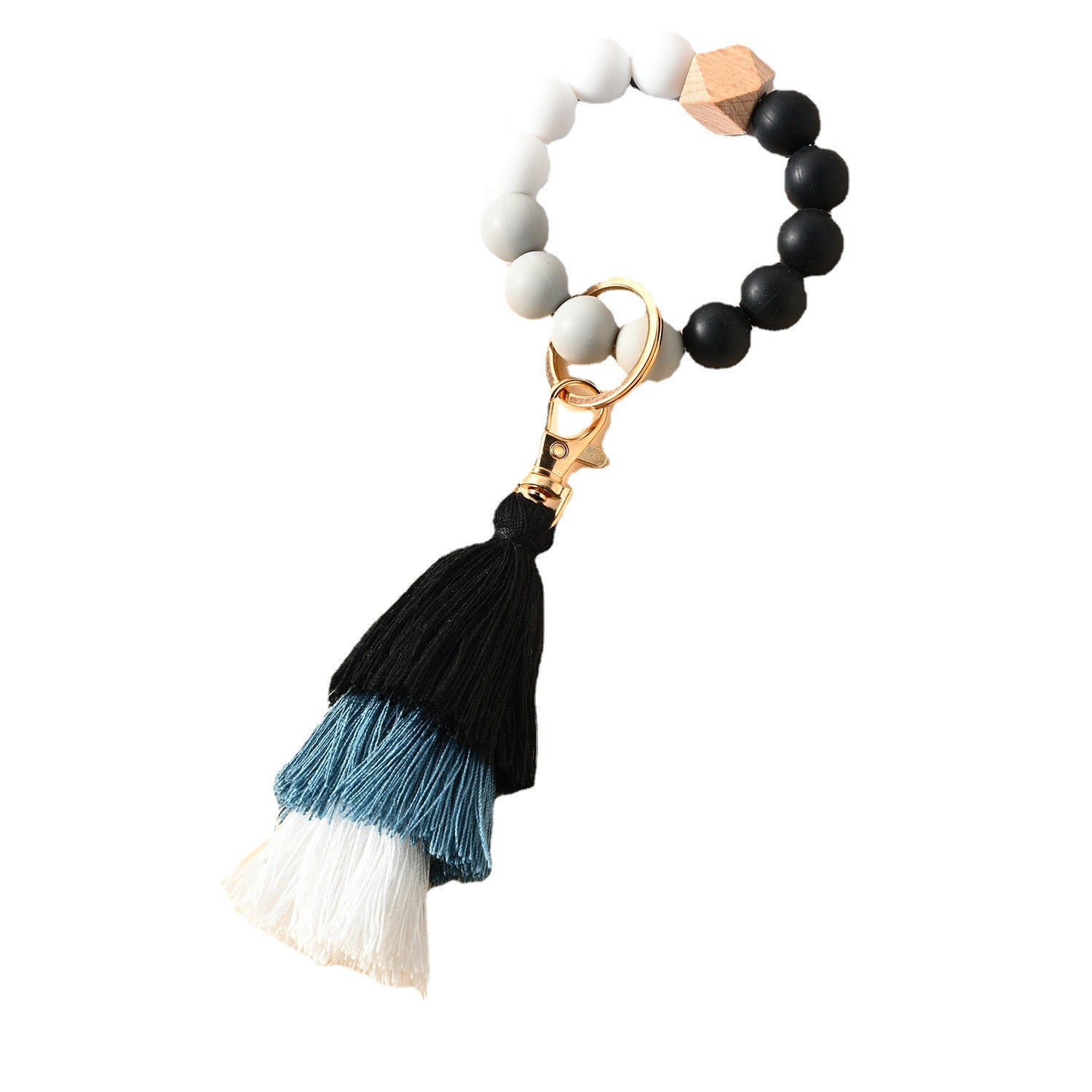 Venta al por mayor Llavero de la pulsera del grano del silicón de la borla