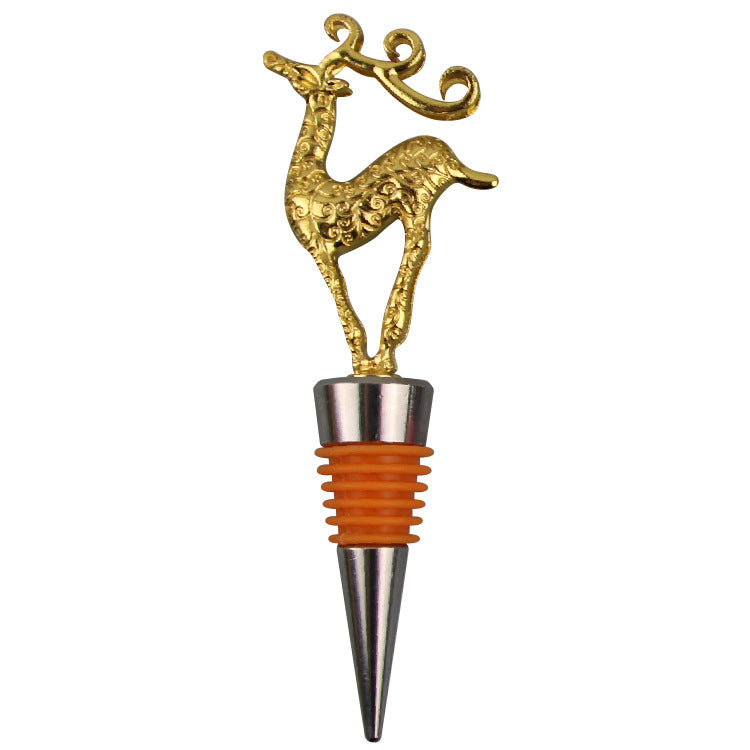 Wholesale DIY Golden Deer Household Zinc Alloy Red Wine Bottle Stoppers