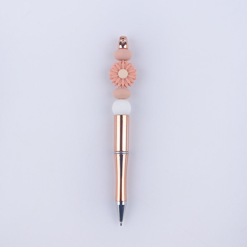 Wholesale Beadable Pens Handmade Daisy Silicone Beaded Ballpoint Pen