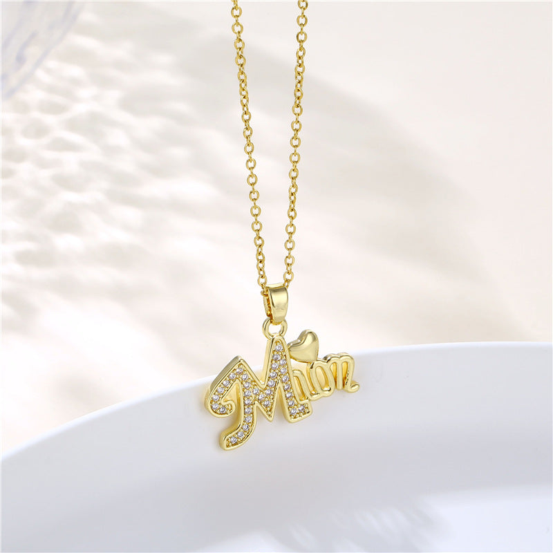 Wholesale Mother's Day Gift Stainless Steel Alphabet MOM Necklace