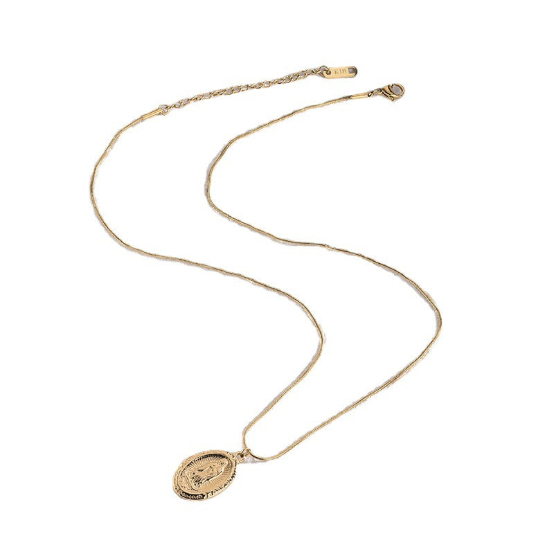 Wholesale Gold Coins Rounds Titanium Steel Necklaces