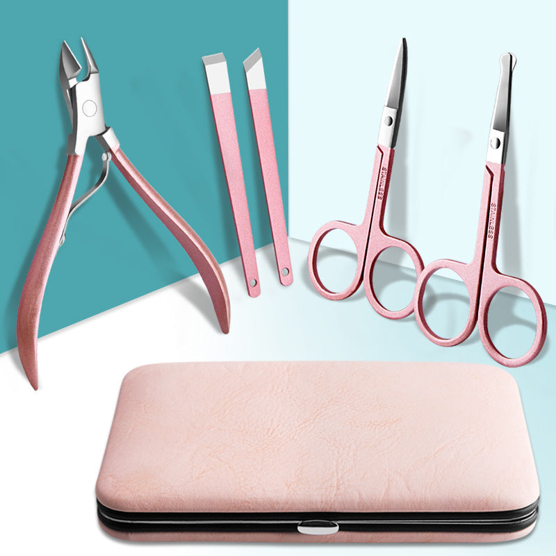 Wholesale Stainless Steel Rose Gold 18 Piece Manicure Manicure Pedicure Nail Scissors Nail Clipper Manicure Set