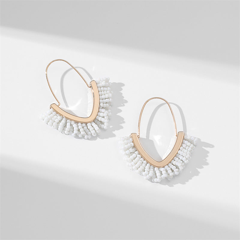 Wholesale V Shape Tassels Rice Beads Earrings