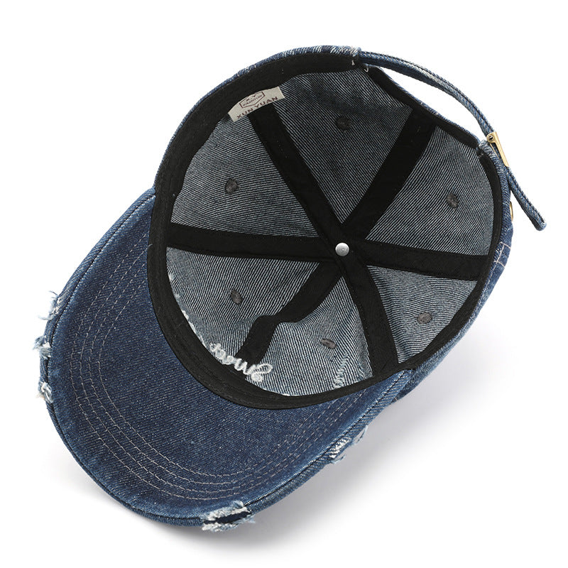 Wholesale Washed Denim Letter Embroidered Baseball Caps