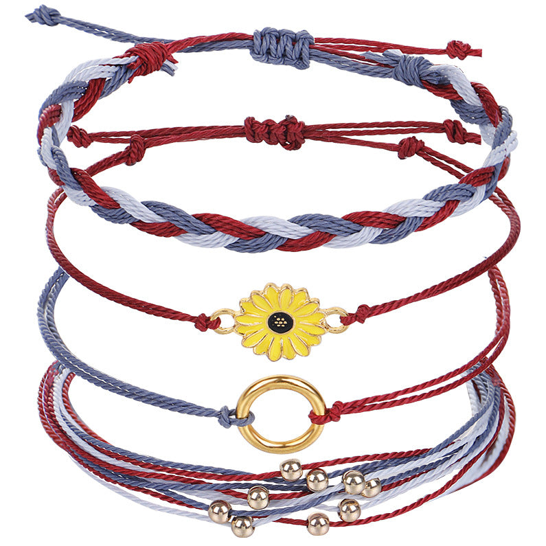 Wholesale Small Daisy Wax Thread Beads Bracelet Set