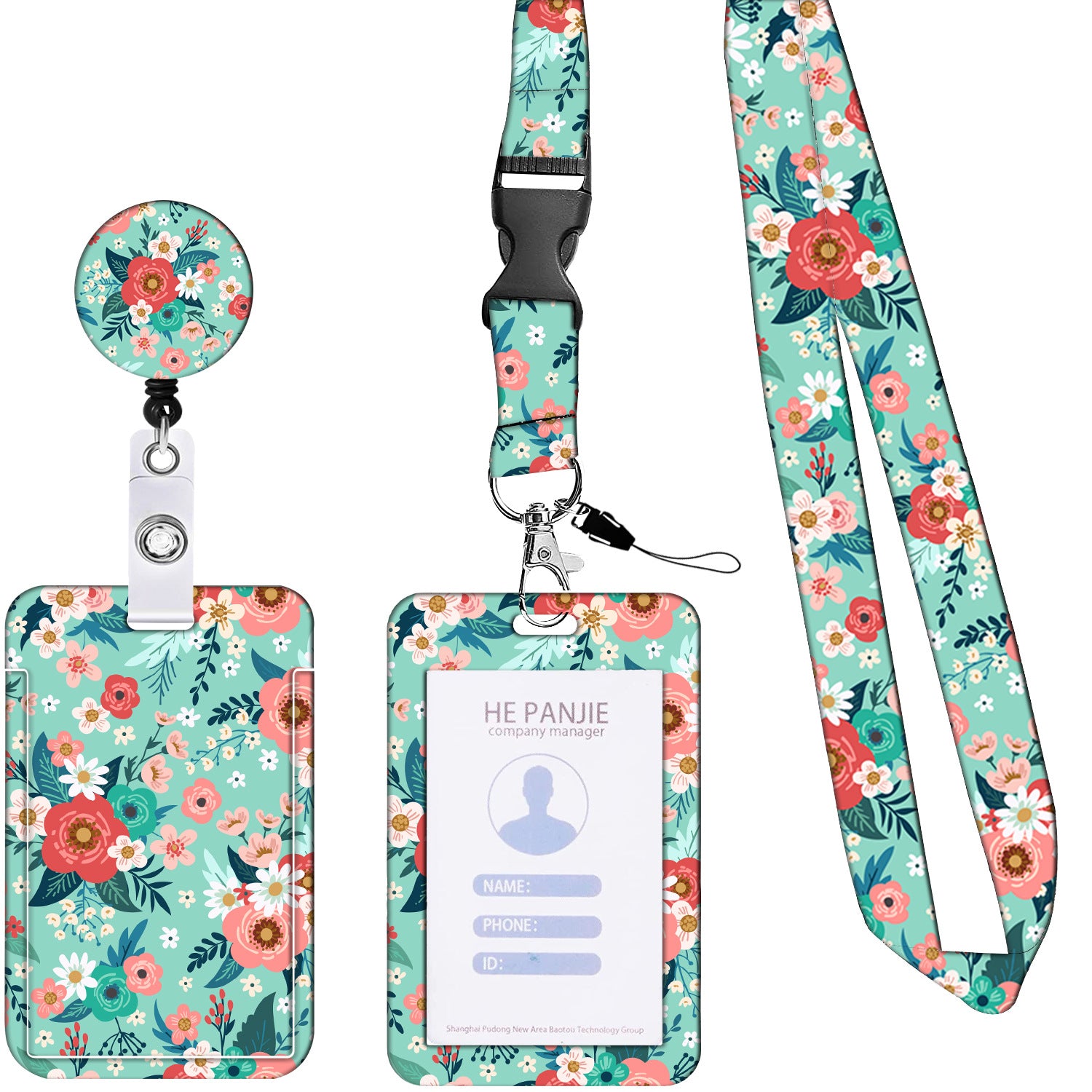Wholesale Badge Reels Floral Cactus Leopard Starry Sky Butterfly Colorful Card Holder ABS Retractable Keychains