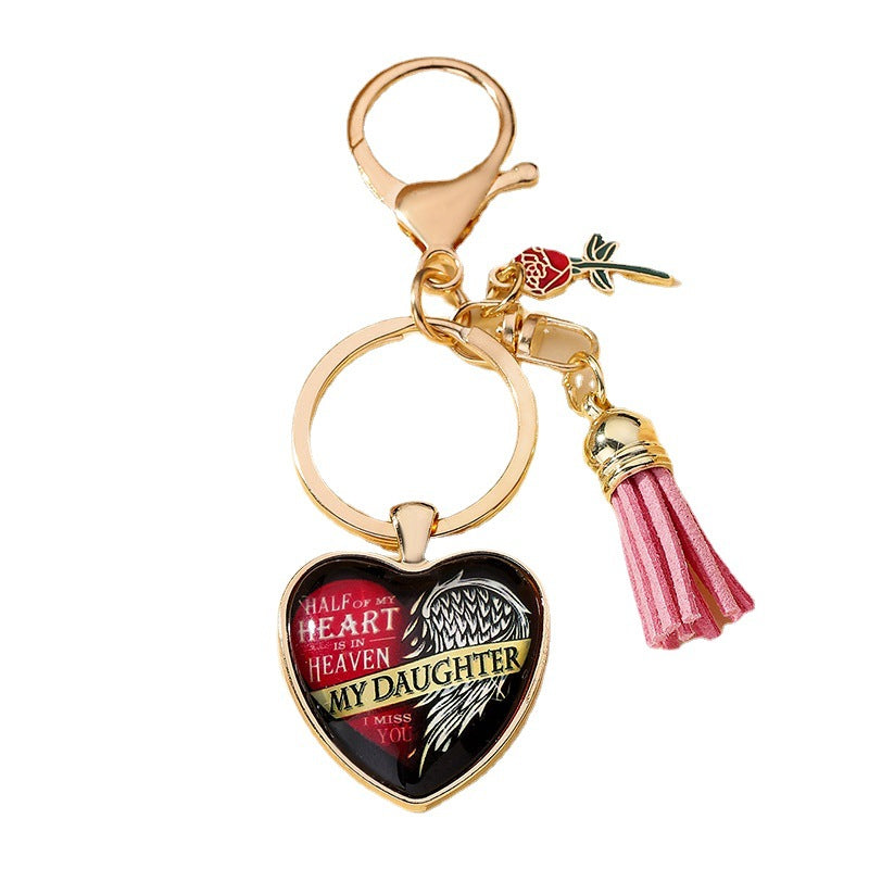 Llavero creativo con colgante de aleación de corazón para el día del padre y el día de la madre al por mayor