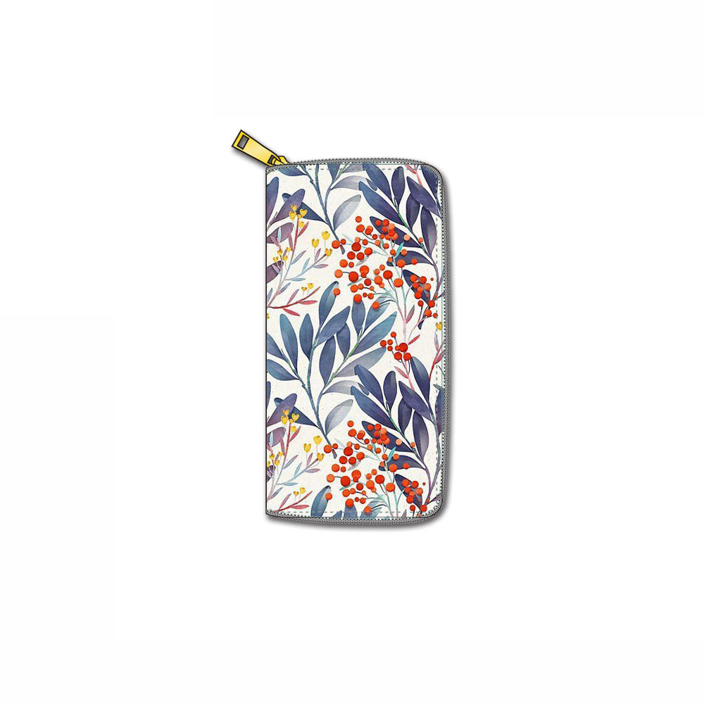 Venta al por mayor Cartera larga con cremallera de flor PU