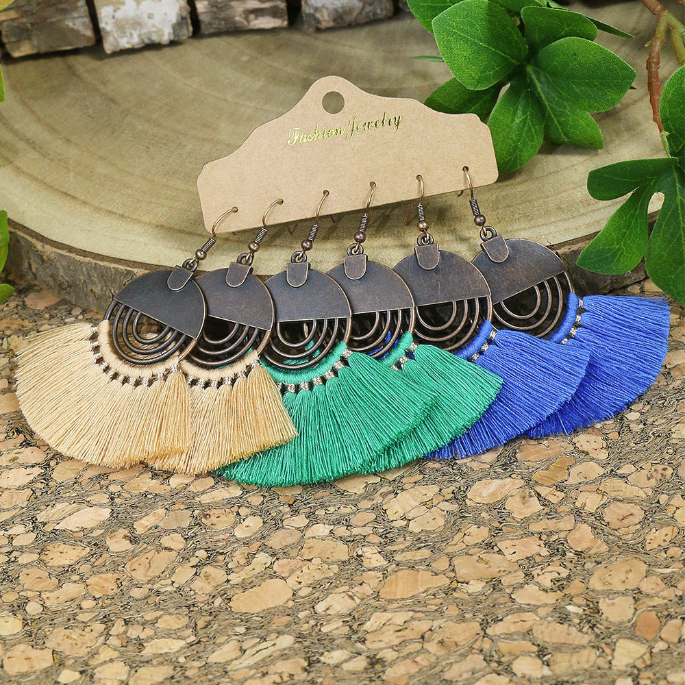 Wholesale Bohemian Tassels Three Pair Alloy Earrings