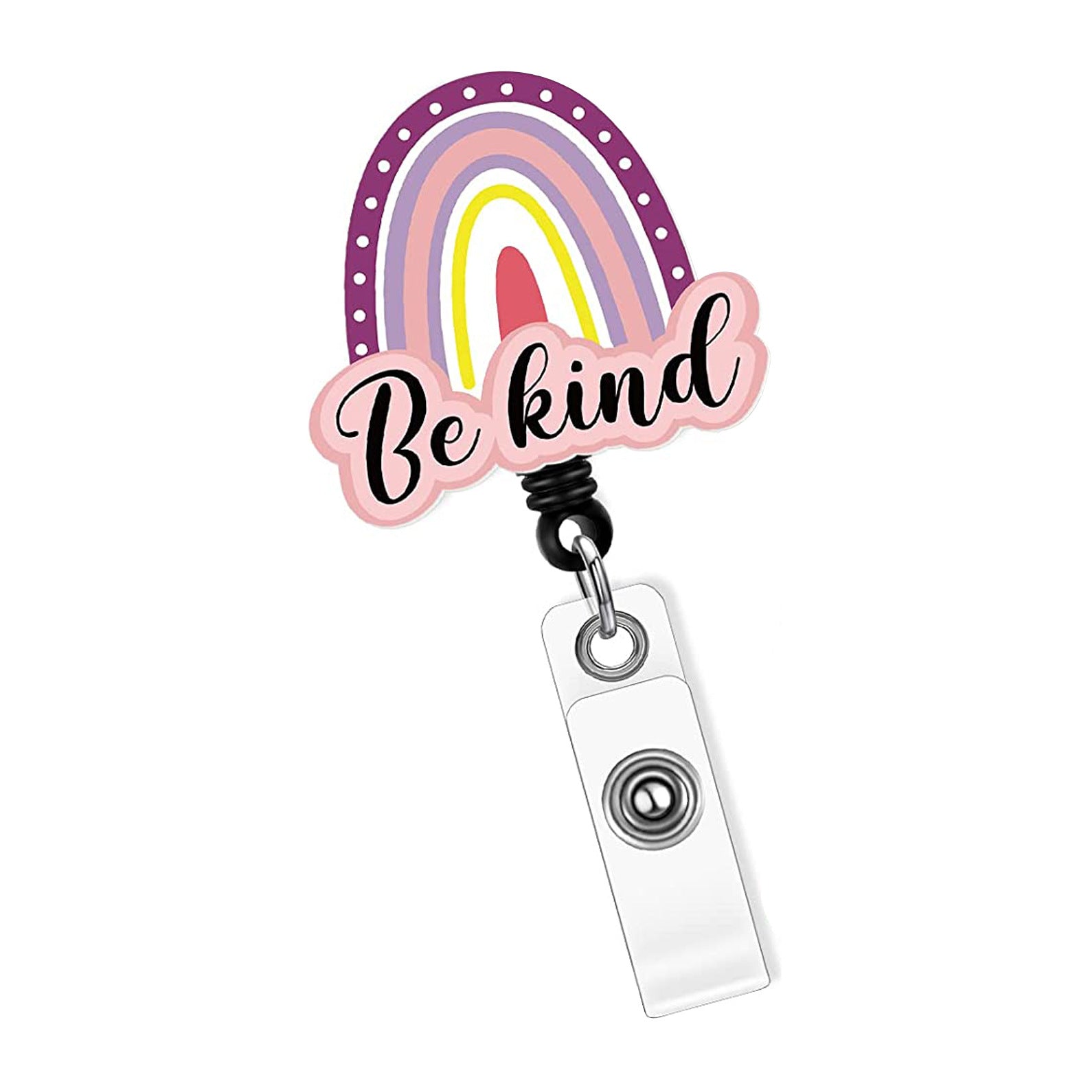 Wholesale Badge Reels Acrylic Rainbow Easy Pull Buckle Retractable Keychain