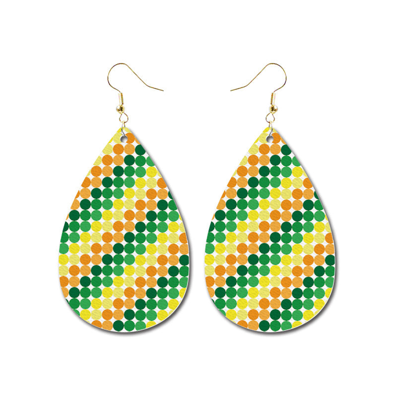 Venta al por mayor 3 pares/paquete de aretes de cuero del día de San Patricio