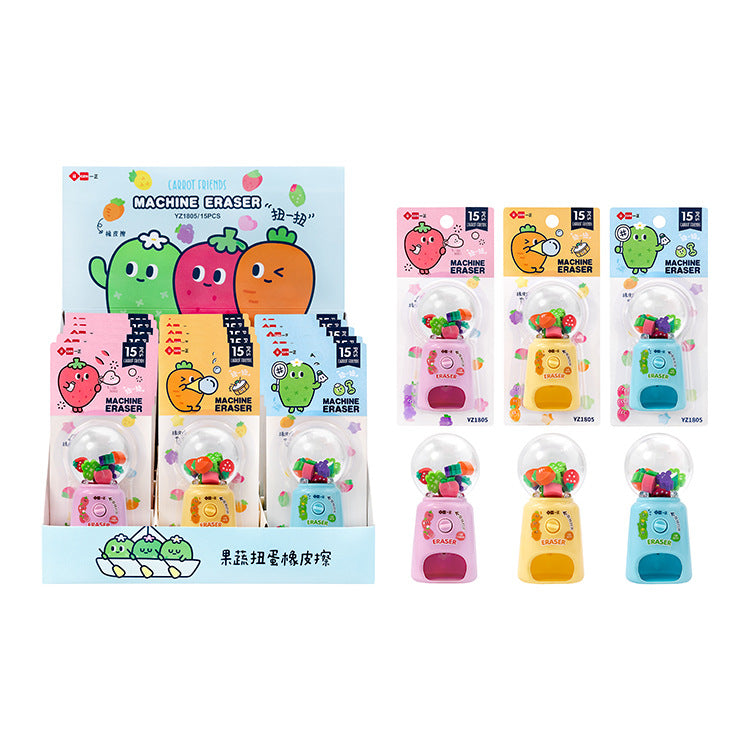 Wholesale 15PCS/BOX Plastic Qiqu Egg Eraser Fruit and Vegetable Twist Egg Eraser