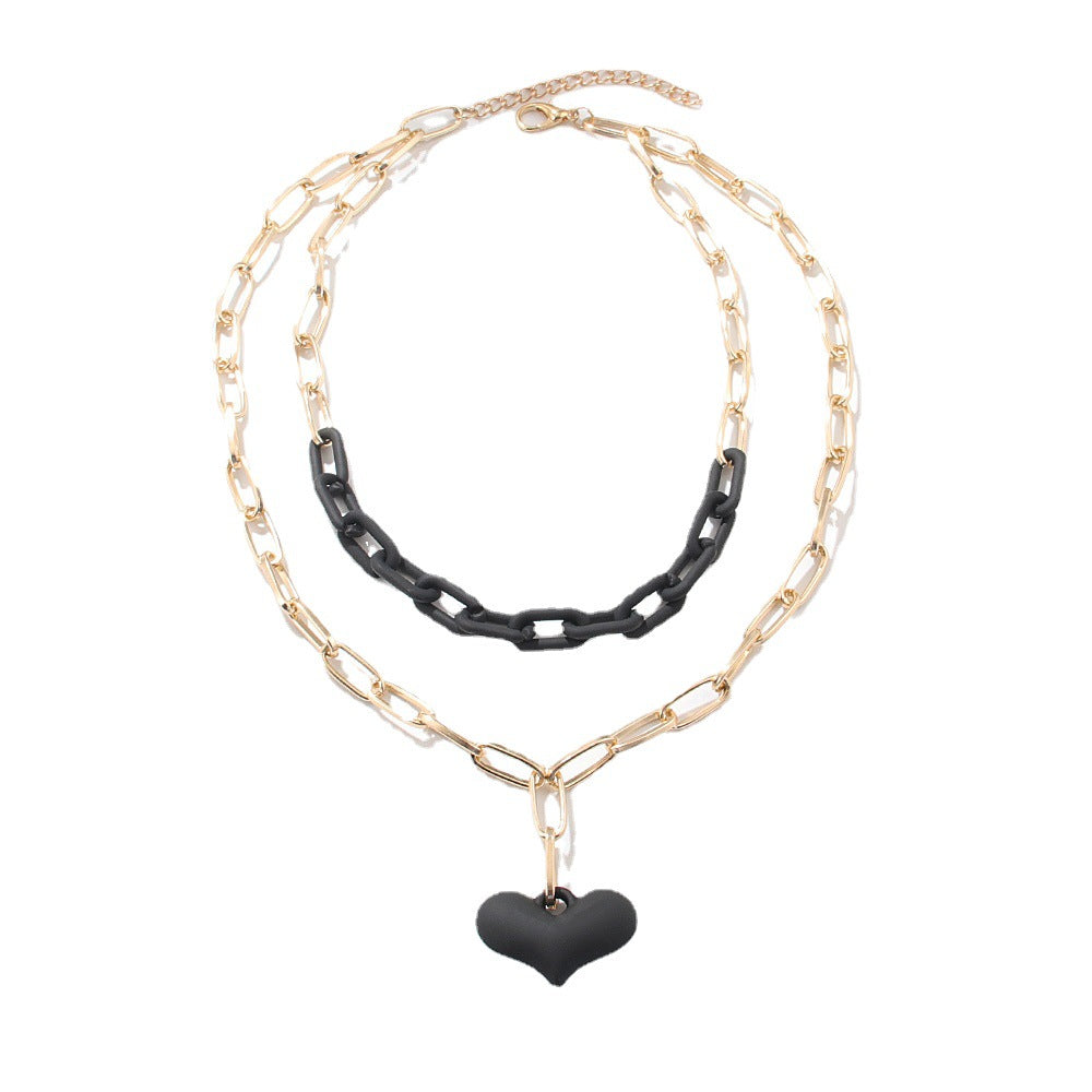 Wholesale Heart Double Layer Aluminum Necklace