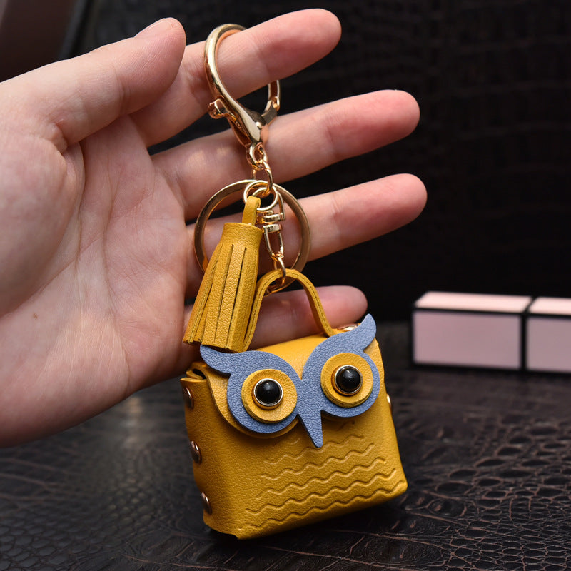 Wholesale Metal Leather Owl Coin Purse Keychain