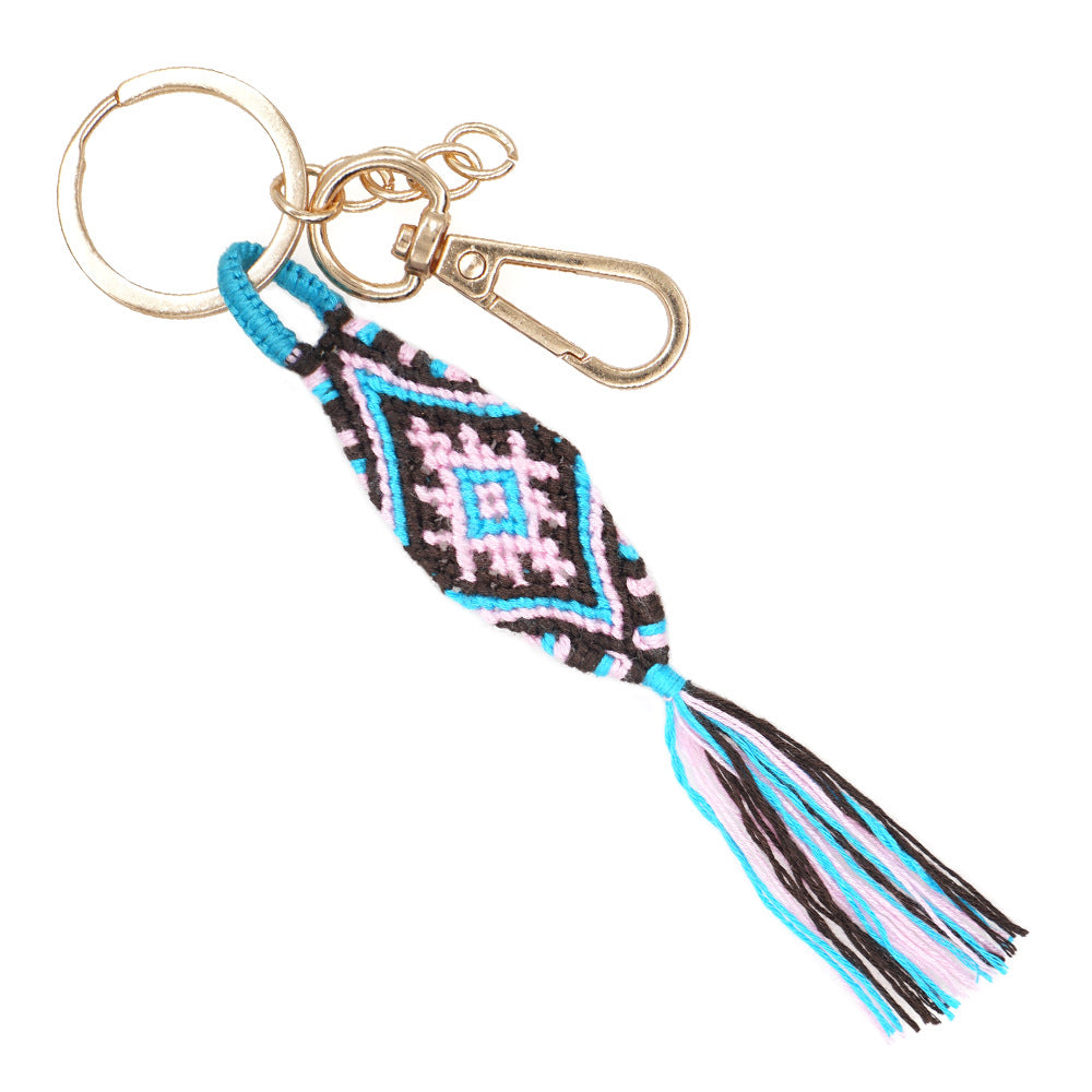 Wholesale Hand Woven Tassel Cotton Thread Keychain