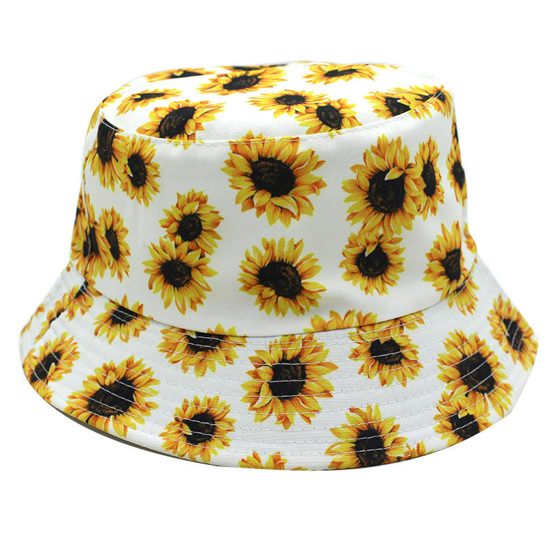 Wholesale Cotton Polyester Sunflower Pattern Reversible Bucket Hat