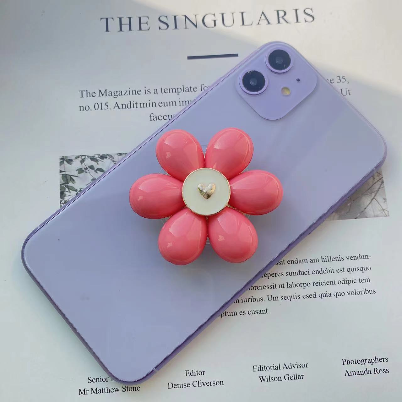 Soporte de teléfono móvil plegable Camellia de resina al por mayor