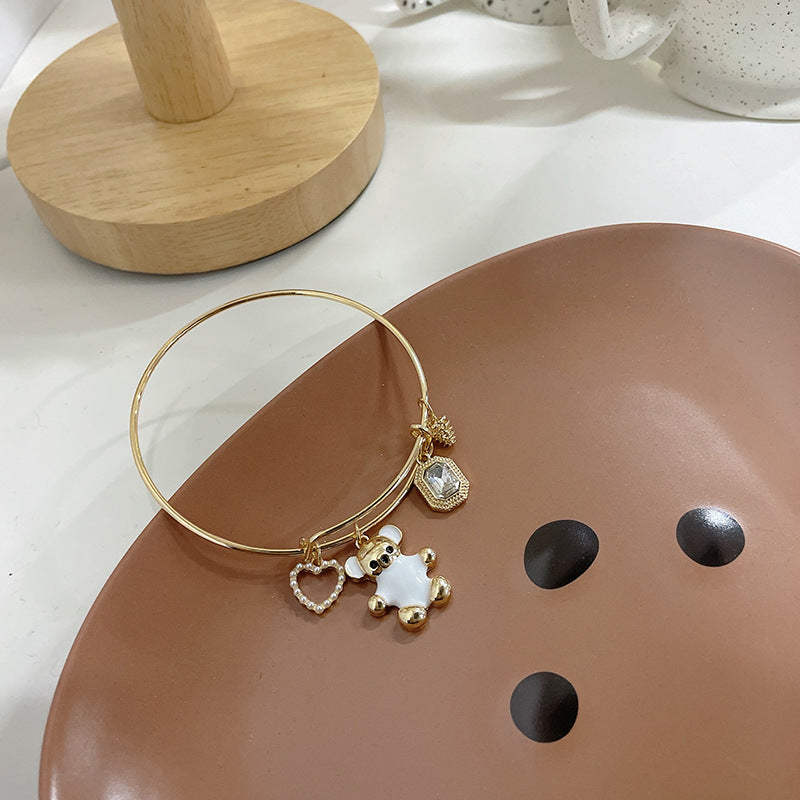 Wholesale Heart Bear with Diamonds Alloy Bracelet