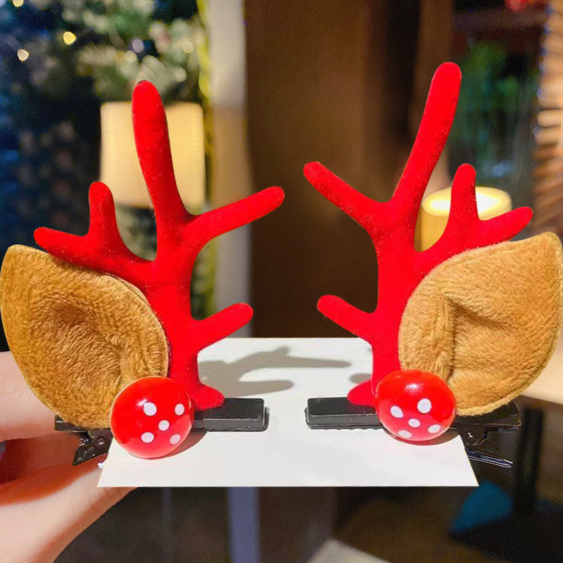 Wholesale Soft Clay Christmas Antler Hair Clips