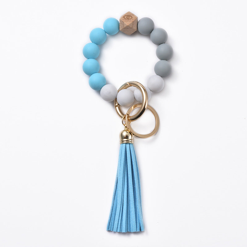 Llavero de muñeca con cuentas de silicona al por mayor