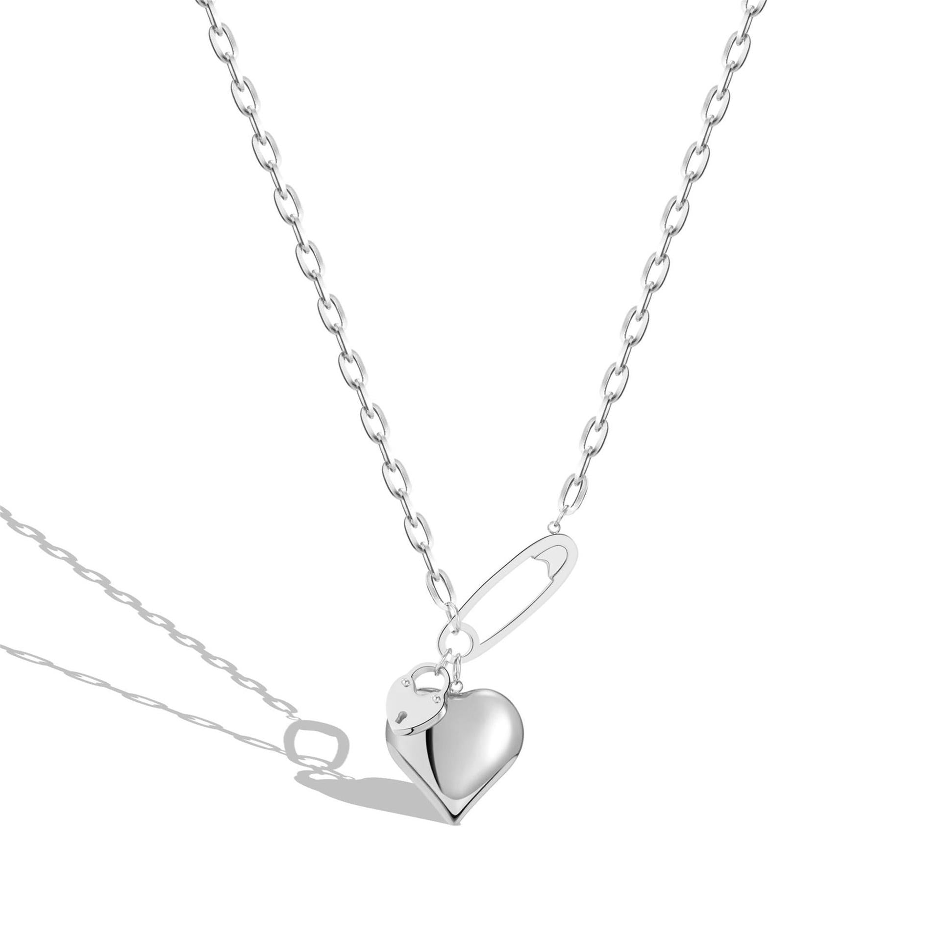Wholesale Titanium Steel 18K Gold Three-dimensional Peach Heart Necklace