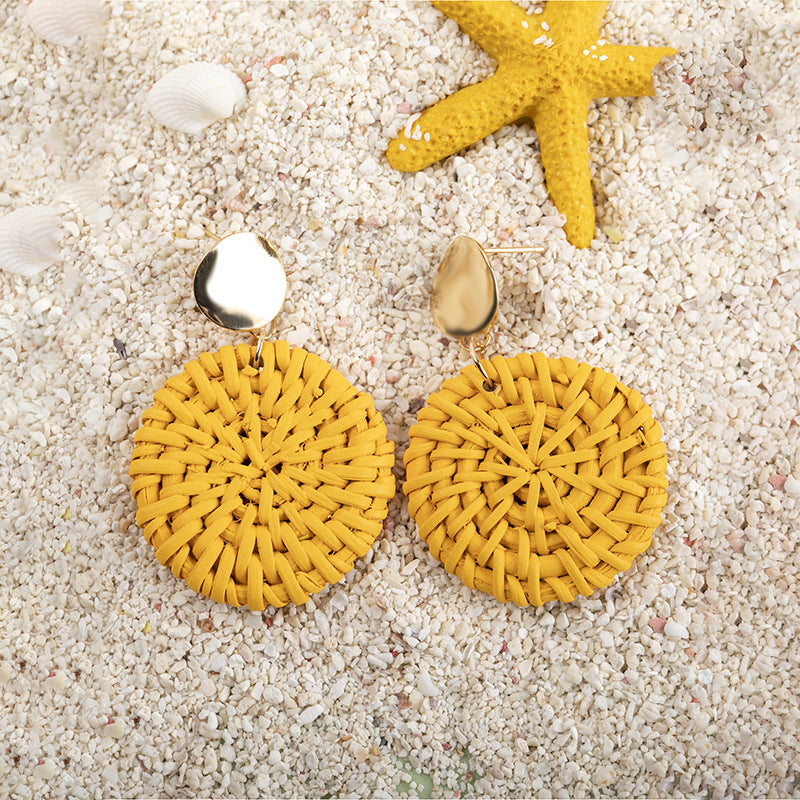 Wholesale Colorful Rattan Alloy Earrings