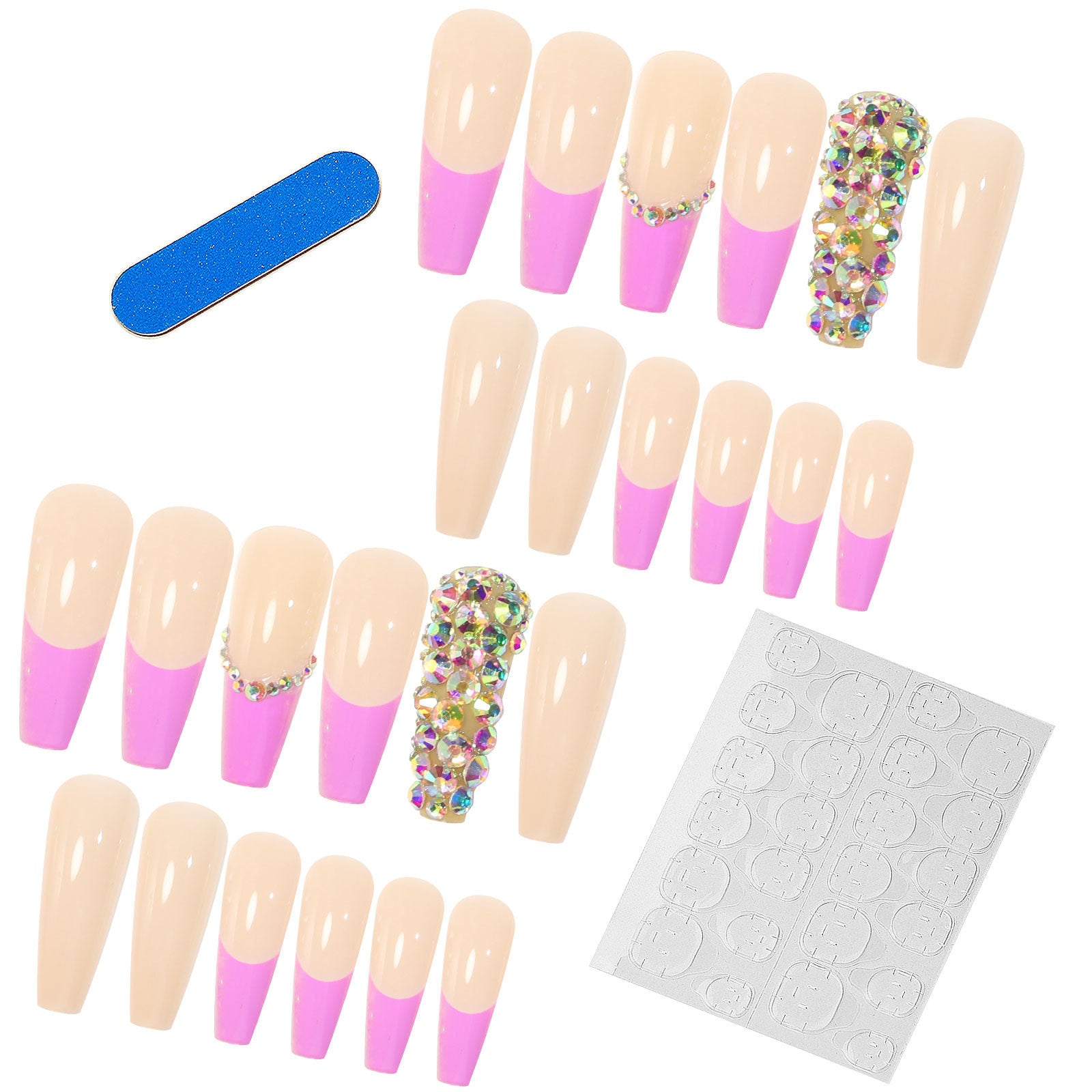 Wholesale Pink Dot Diamond Ballet French Nail Patches