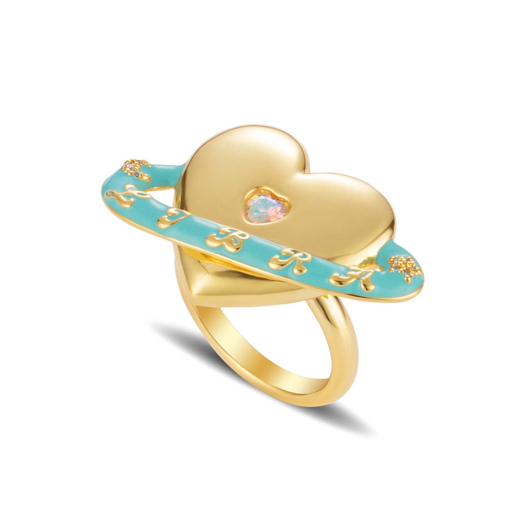 Wholesale Real Gold Plating Heart Copper Rings