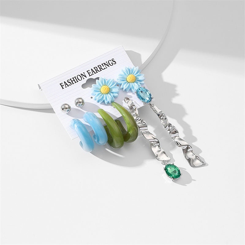 Wholesale Solid Color Flower Acrylic Earrings Set