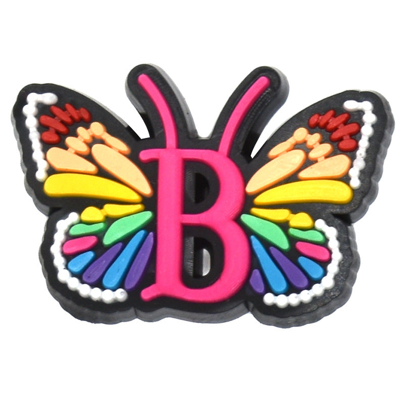 Al por mayor 100 PCS PVC Cartoon Butterfly Alphabet Diy Hebillas