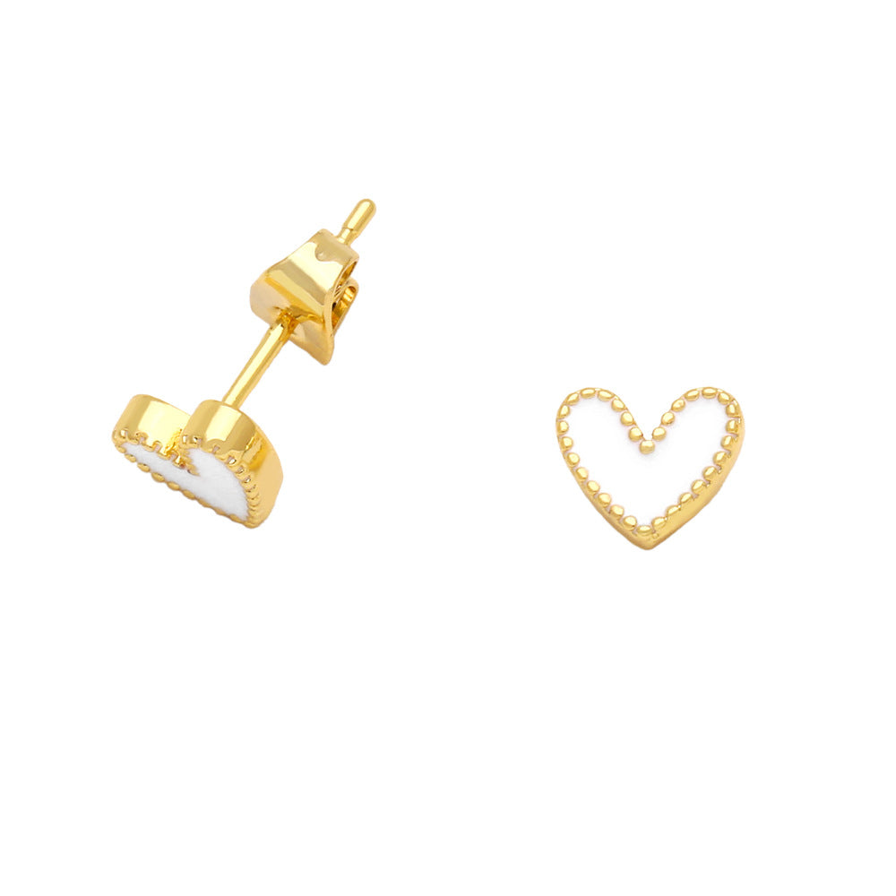 Wholesale Small Heart Gold Plated Copper Ear Studs