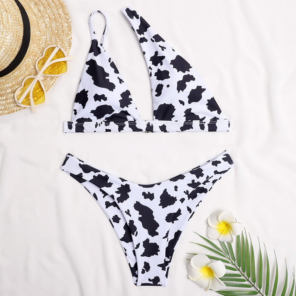 Wholesale Cow Tie Dye Two-Piece Polyester Swimwear