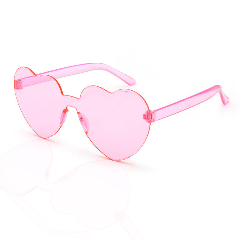 Wholesale Plastic Rimless Heart Shaped One Piece Sunglasses Kids Glasses