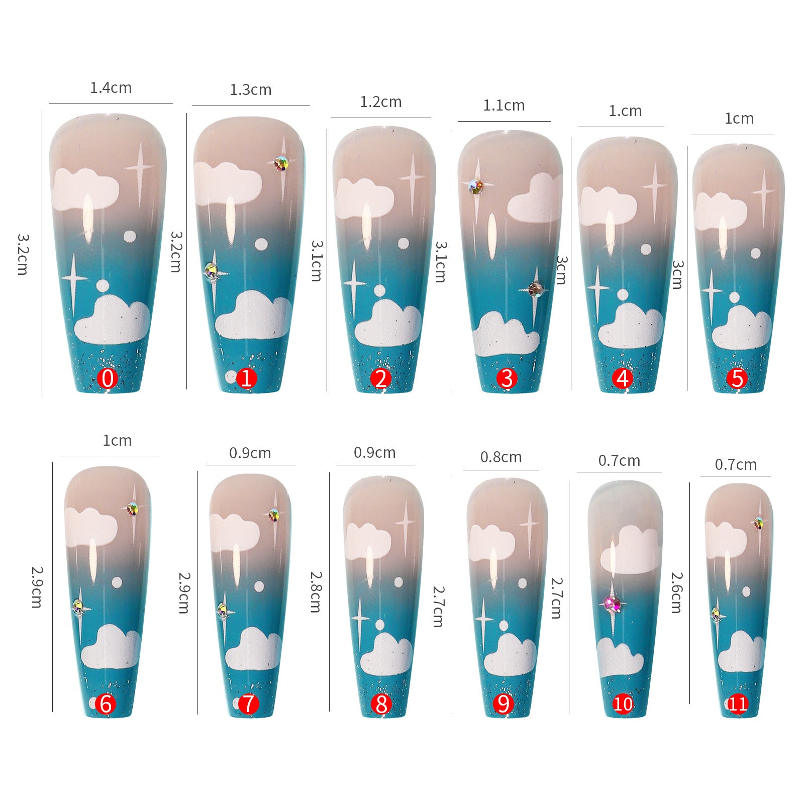 Wholesale Blue Sky Clouds Gradient Rhinestone Nail Stickers