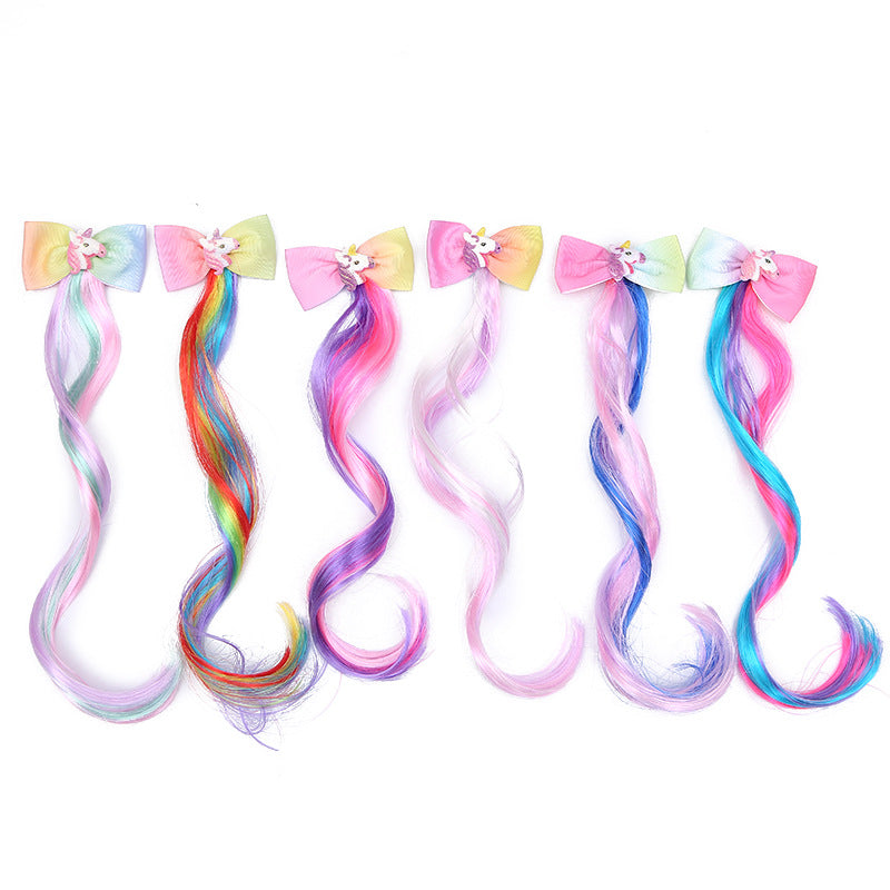 Wholesale Unicorn Bow Fabric Hair Clips