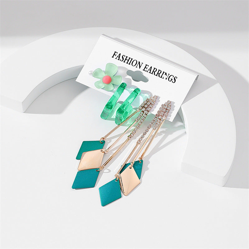 Wholesale Solid Color Flower Acrylic Earrings Set