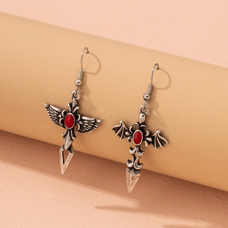 Wholesale Goth Theme Cross Alloy Earrings
