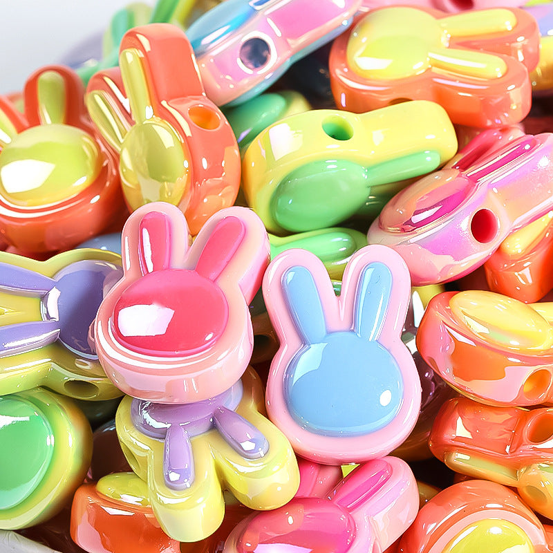 Venta al por mayor 17x24MM 30PCS Cuentas de acrílico de conejito pintado de dos tonos de Pascua