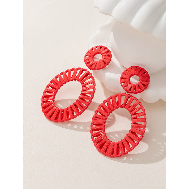 Wholesale Colorful Raffia Alloy Earrings
