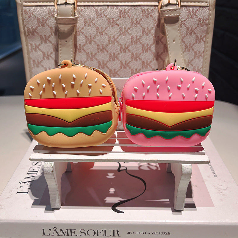 Llavero creativo al por mayor de la cartera cero de la hamburguesa del silicón