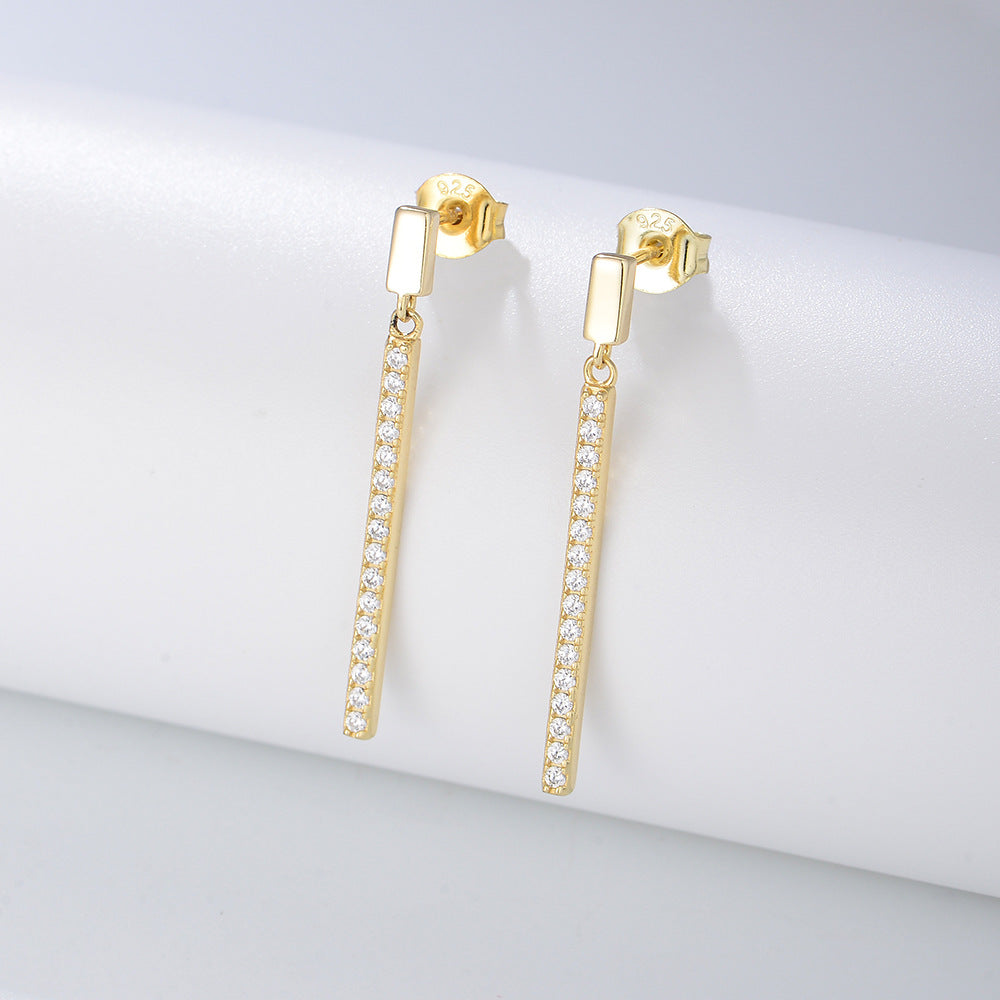 Wholesale Sterling Silver Zircon Long Earrings