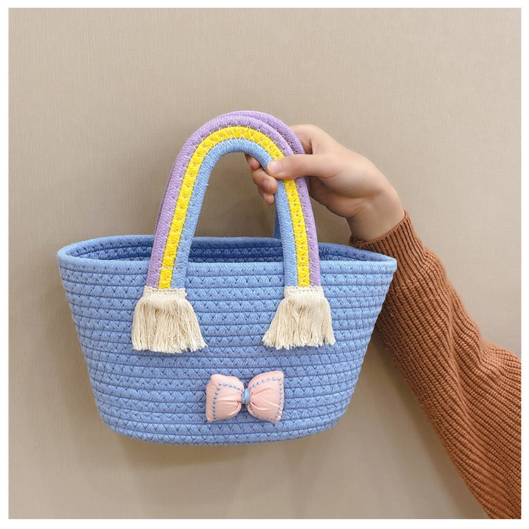 Bolso al por mayor de la playa del arco iris tejido cuerda del algodón del PDA