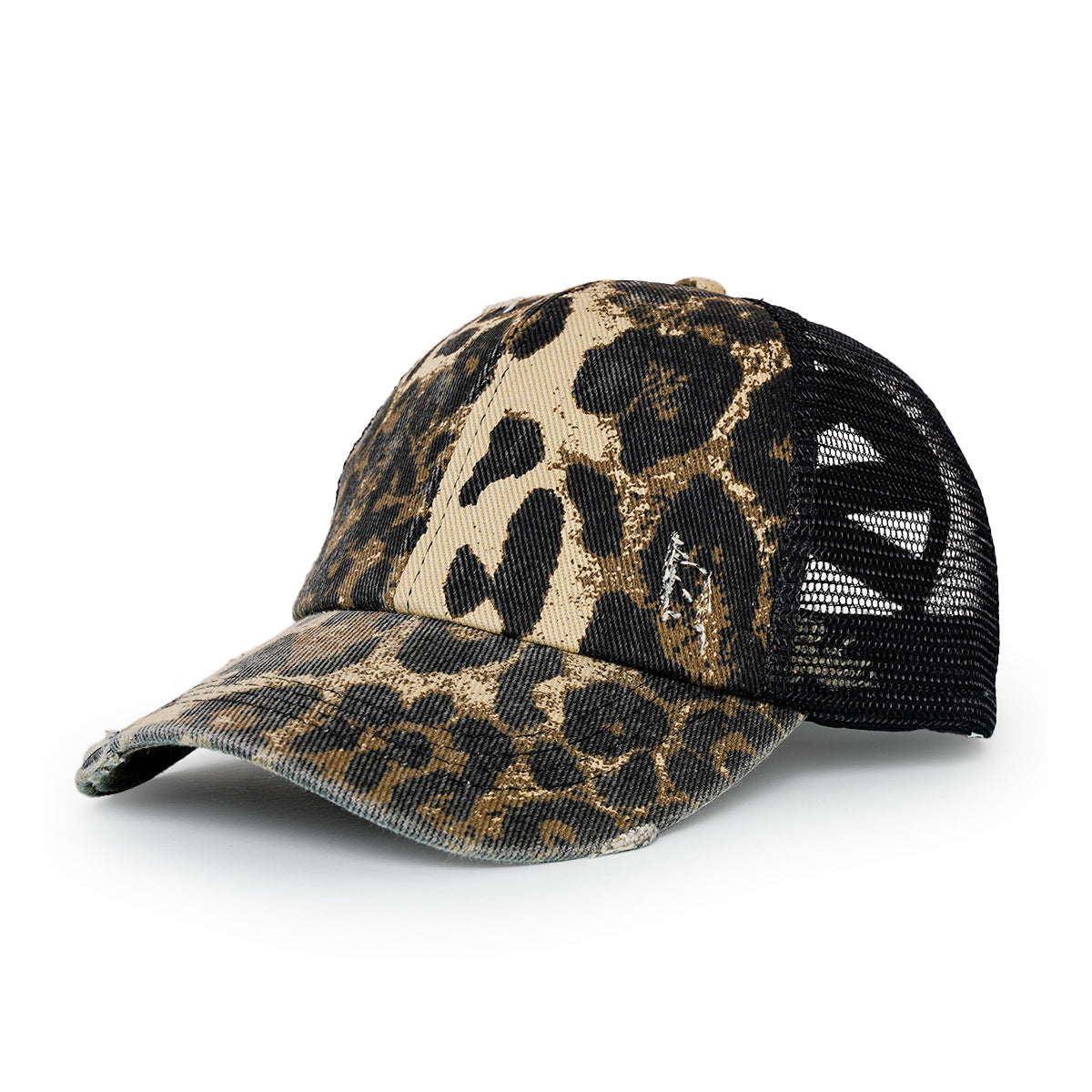 Venta al por mayor Gorra de béisbol cruzada con agujero de estampado de leopardo de algodón